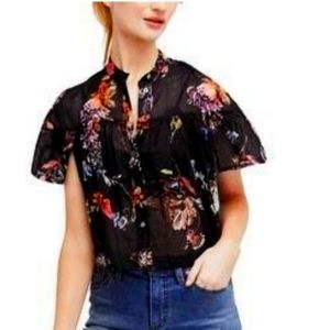 Free People Womens Sweet Escape Button Up Blouse